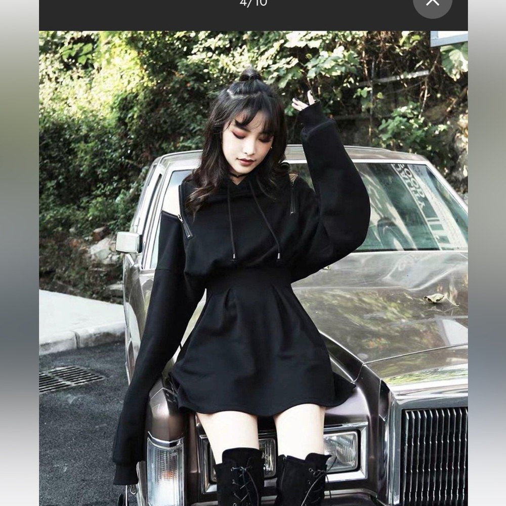 Gothbb black hoodie dress goth hoody